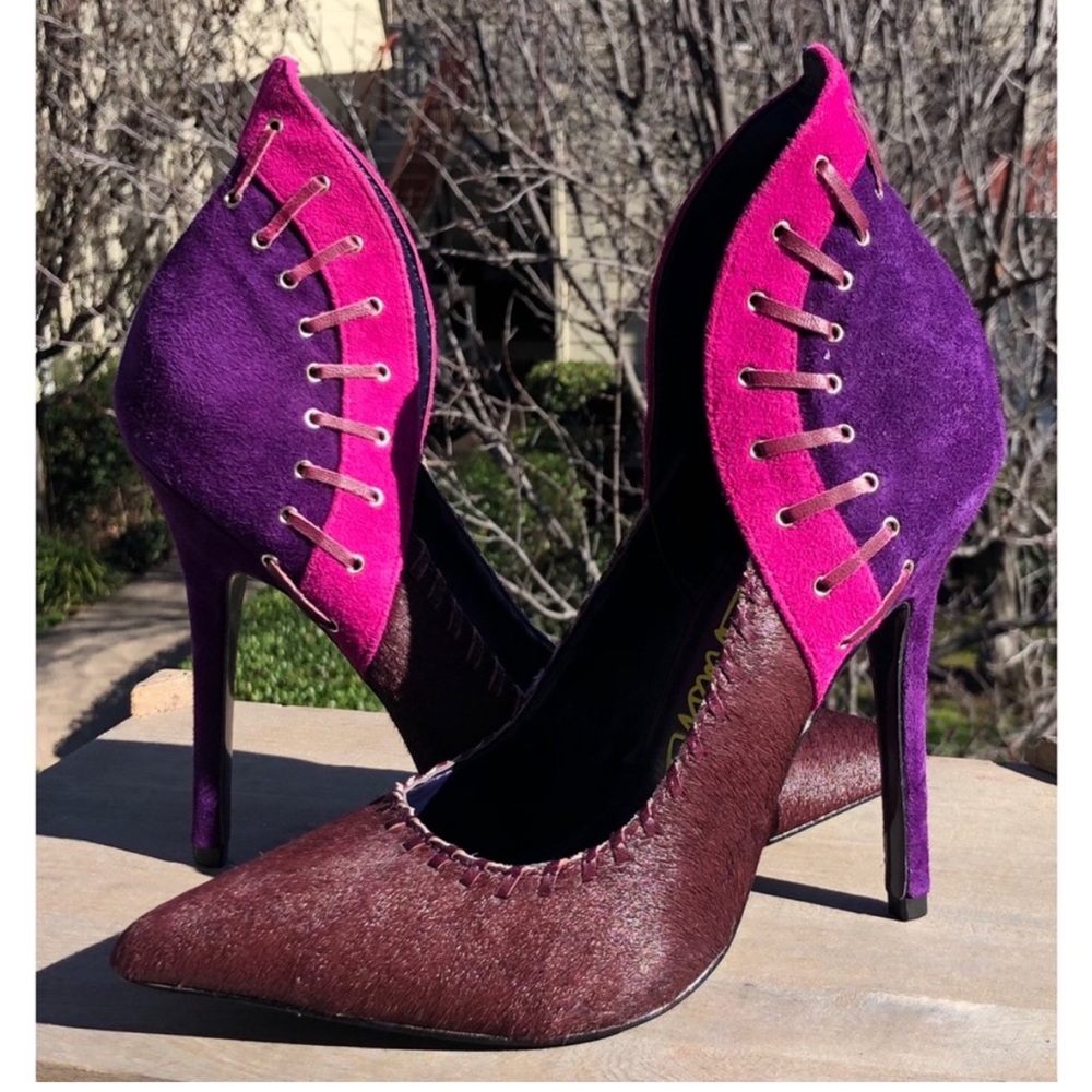 London Trash Dani Leather Suede Stiletto Pumps